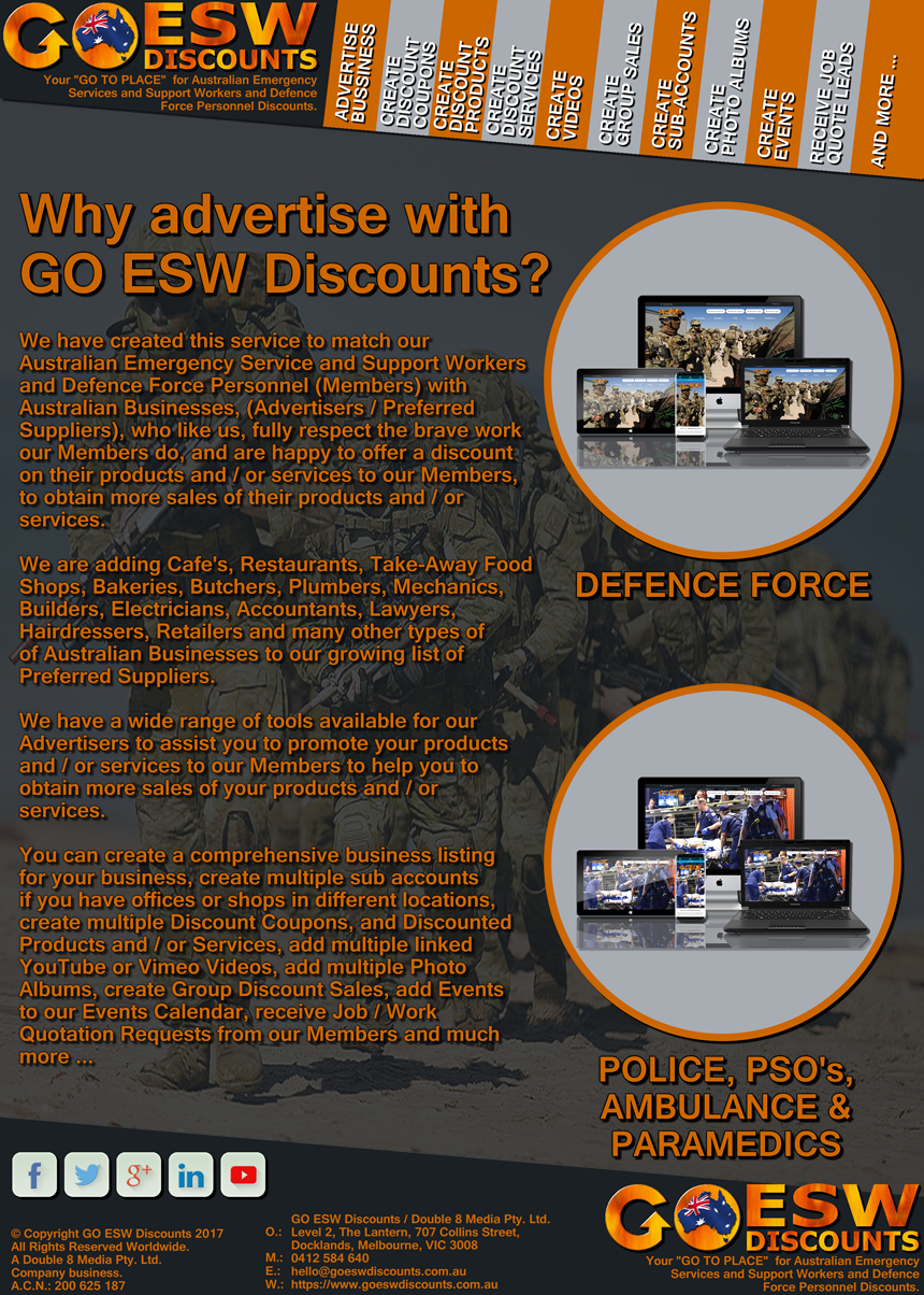 Double 8 Media Pty. Ltd. GO ESW Discounts Advertisers Media Kit Image 3